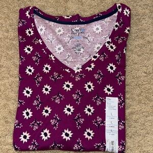 Croft & Barrow Purple Floral Short Sleeve Top